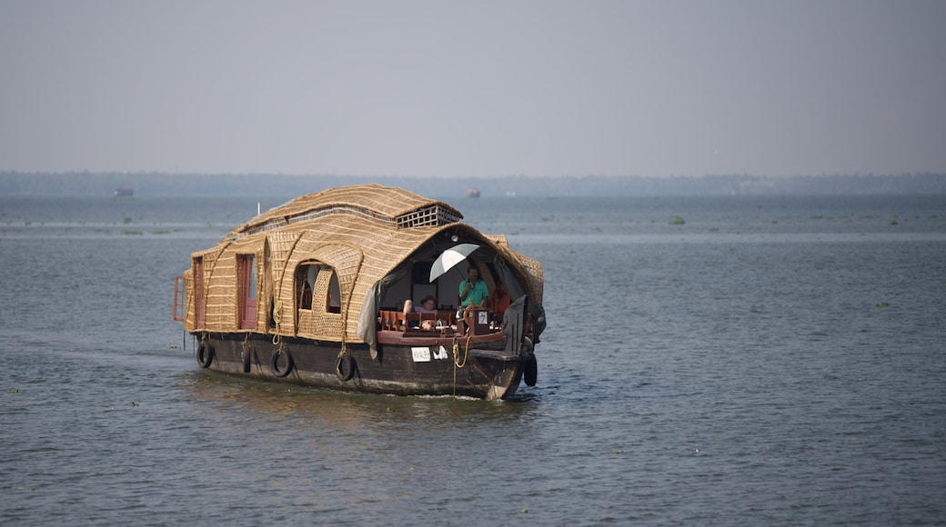 Alappuzha District showing boating and general coastal views