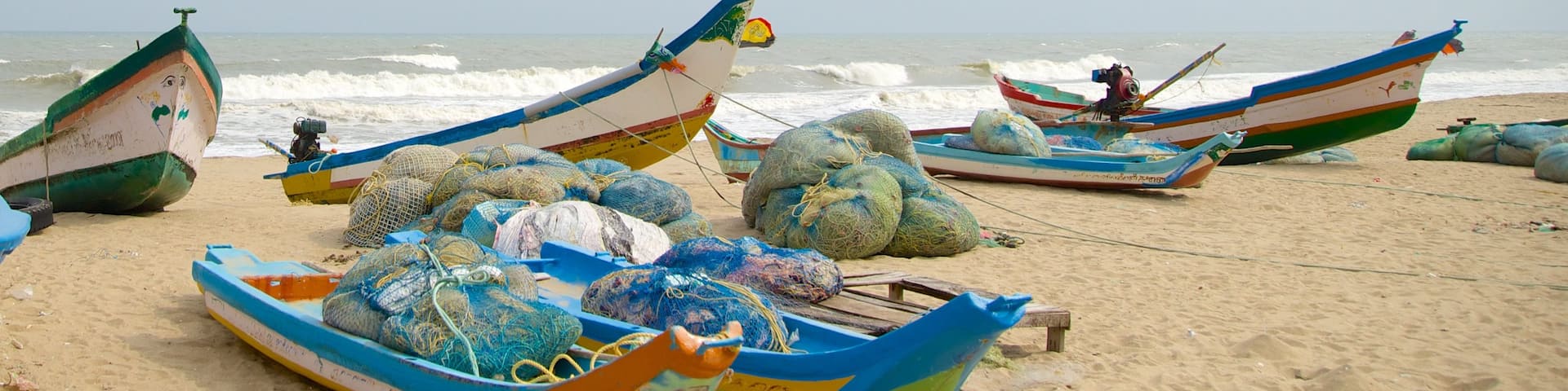 Pondicherry featuring a sandy beach