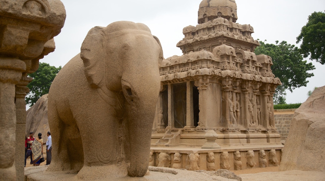 Pancha Pandava Rathas showing heritage elements and a statue or sculpture