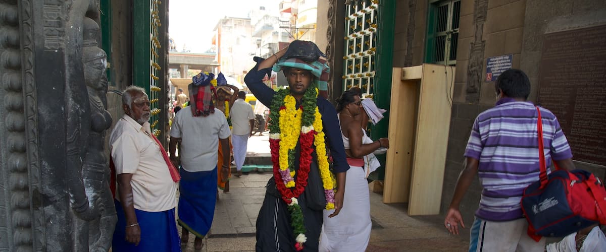Kapaleeswarar Temple as well as a small group of people
