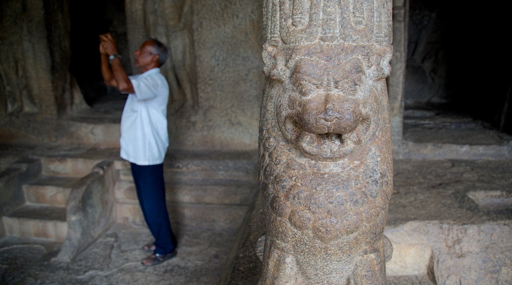 Mahishasuramardini Mandapa showing heritage elements as well as an individual male