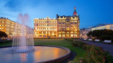 St. Petersburg showing night scenes, a park and a city