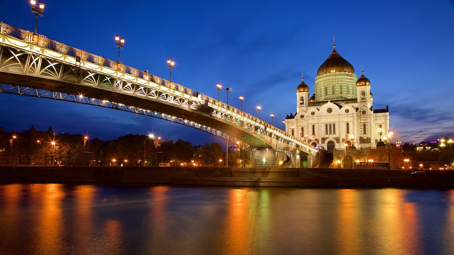 Cathedral of Christ the Savior featuring a bridge, heritage architecture and a river or creek