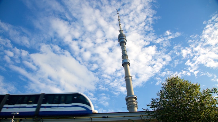 Ostankino TV Tower showing railway items