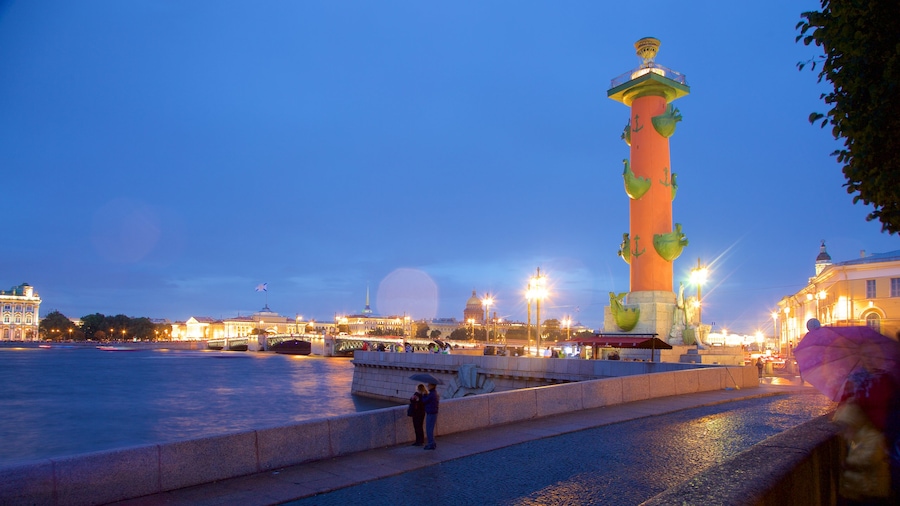 Strelka featuring night scenes and a river or creek