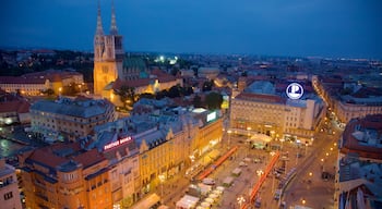 Ban Jelacic Square toont een stad en nachtleven