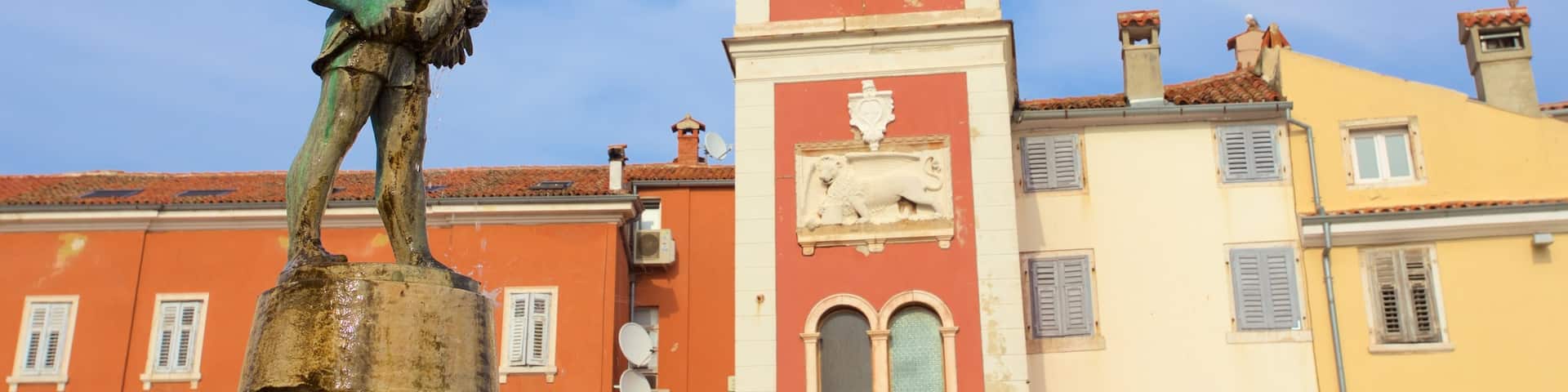 Rovinj showing a statue or sculpture