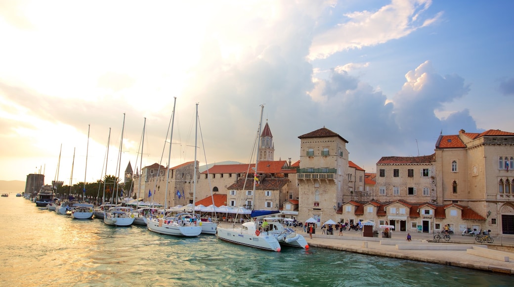 Trogir featuring a marina and a coastal town