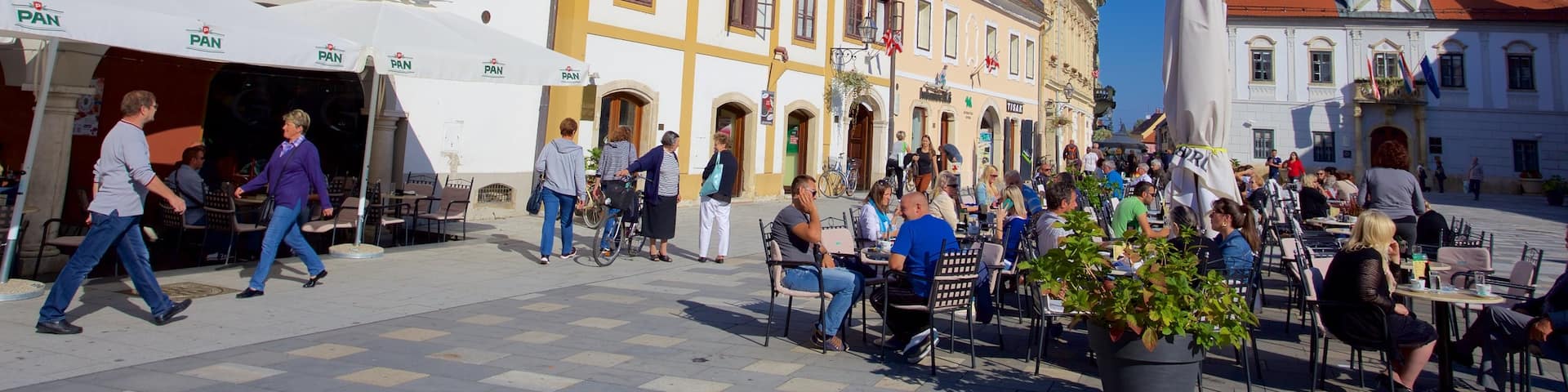 Varazdin which includes a square or plaza and outdoor eating