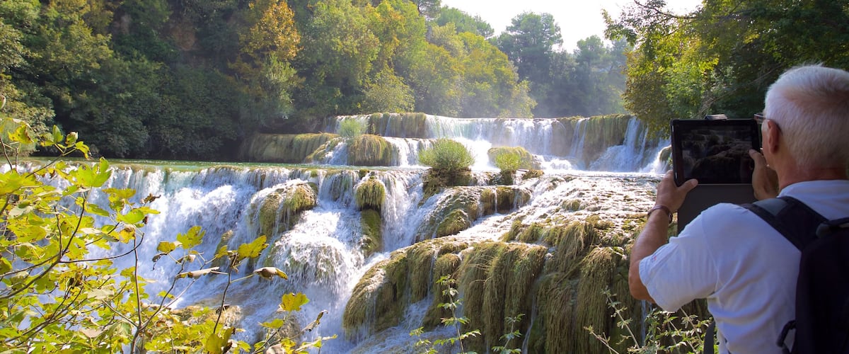 Krka National Park showing a cascade as well as an individual male