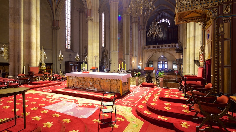 Katedralen i Zagreb presenterar interiörer och en kyrka eller katedral