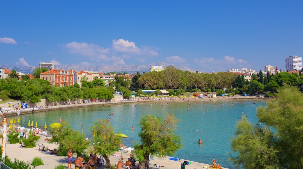 Bacvice Beach which includes a city and general coastal views