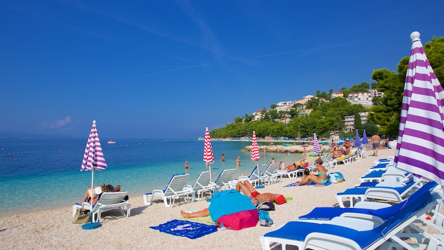 Playa Baska Voda que incluye una playa de guijarros y también un grupo pequeño de personas