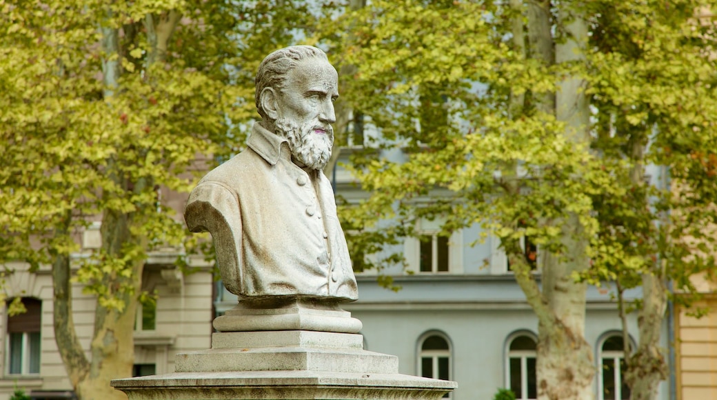 Zrinjevac som viser minnesmerke og statue eller skulptur