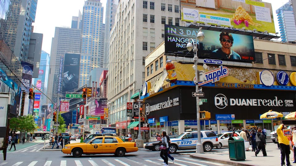 New York có tính năng thành phố, biển hiệu và trung tâm
