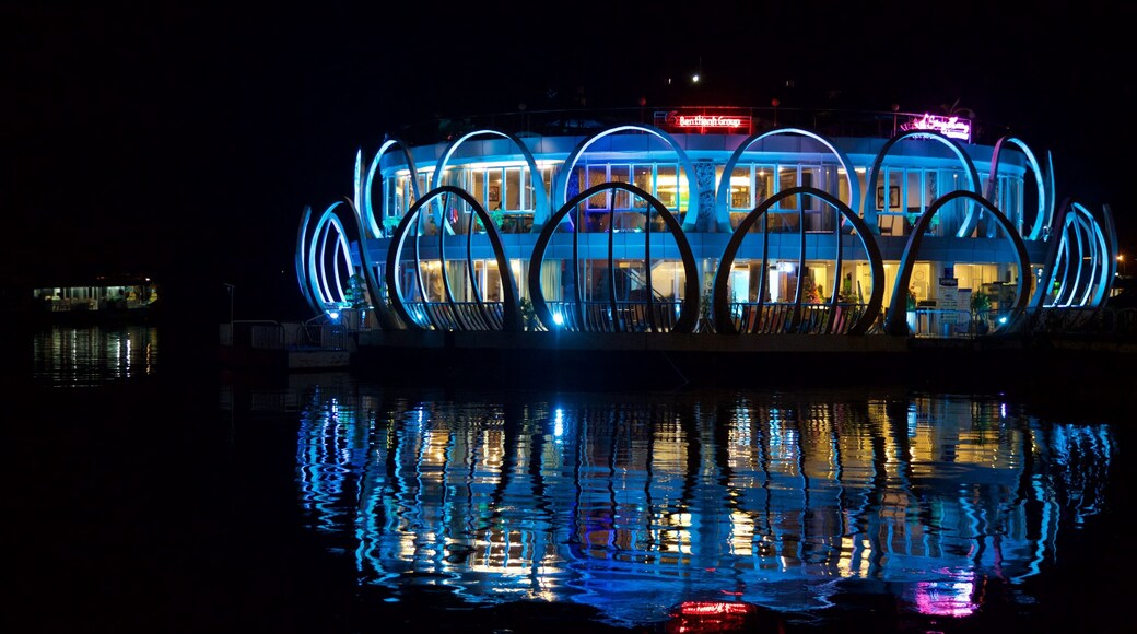 Hue showing a lake or waterhole, night scenes and nightlife