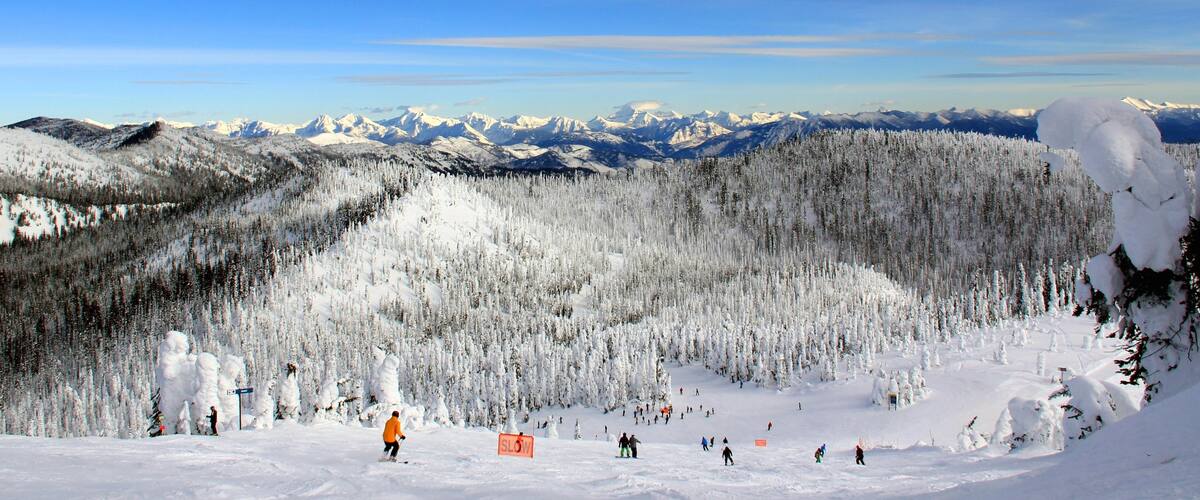 Whitefish showing mountains, snow skiing and snow