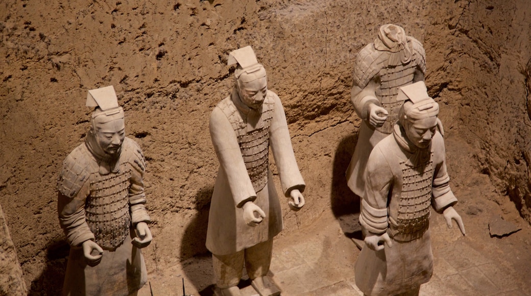 Terracota Army showing interior views and a statue or sculpture