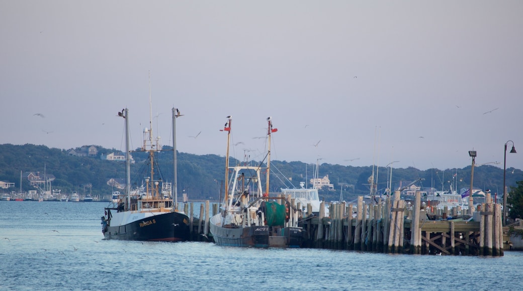 Montauk showing a bay or harbour and fishing