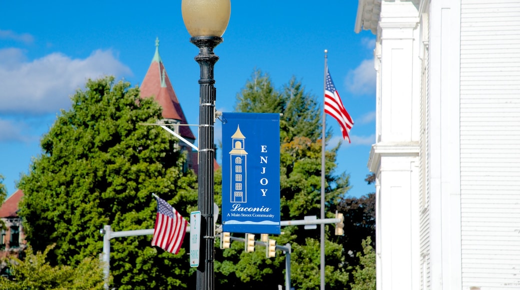 Laconia featuring signage and a city