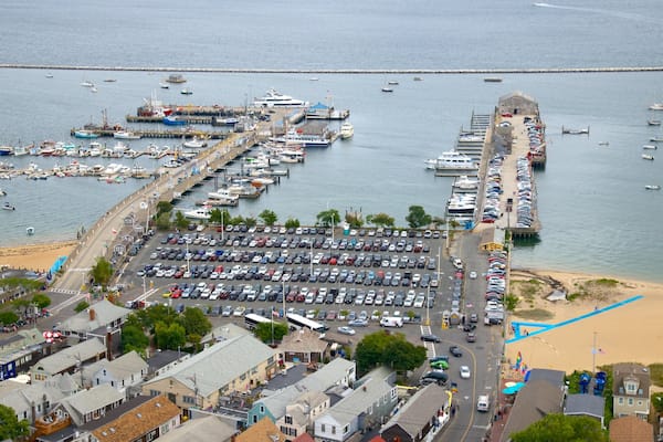 Pilgrim Monument showing a bay or harbour and general coastal views