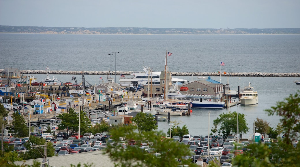 Pilgrim Monument showing a bay or harbour