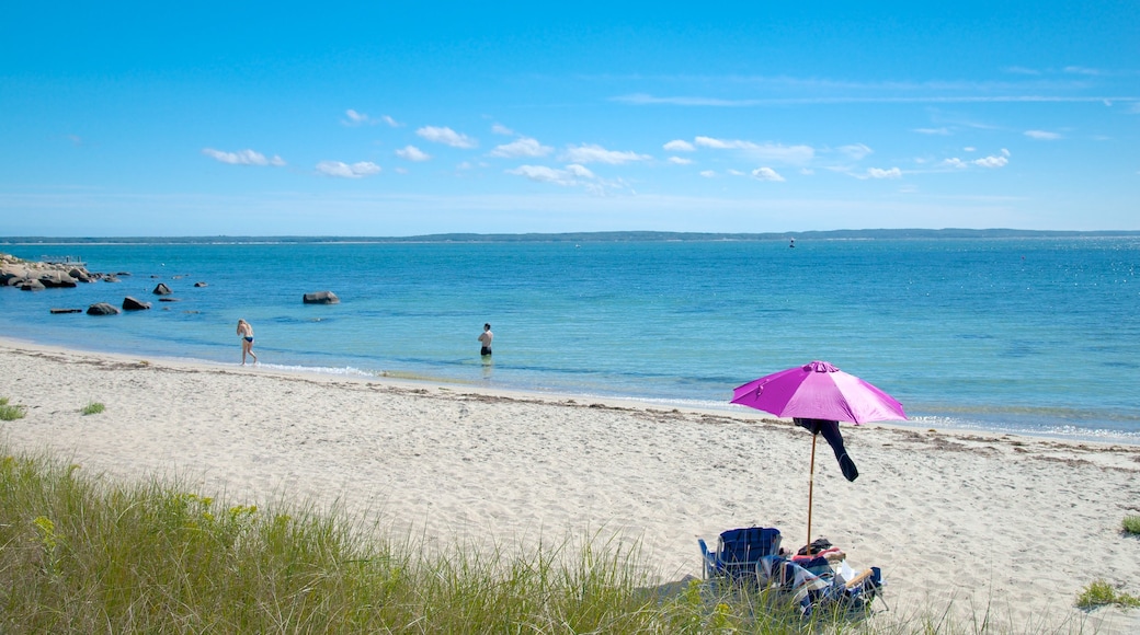 Nobska Lighthouse featuring a sandy beach