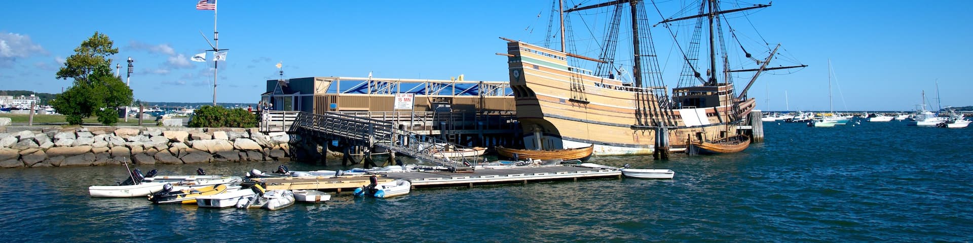 Mayflower II showing a bay or harbor and general coastal views