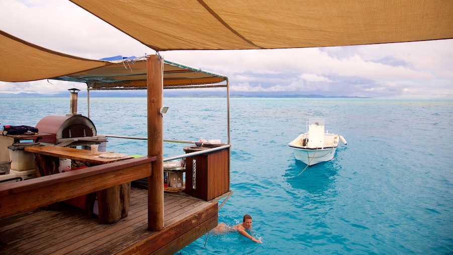 Fiji which includes boating and swimming as well as an individual male