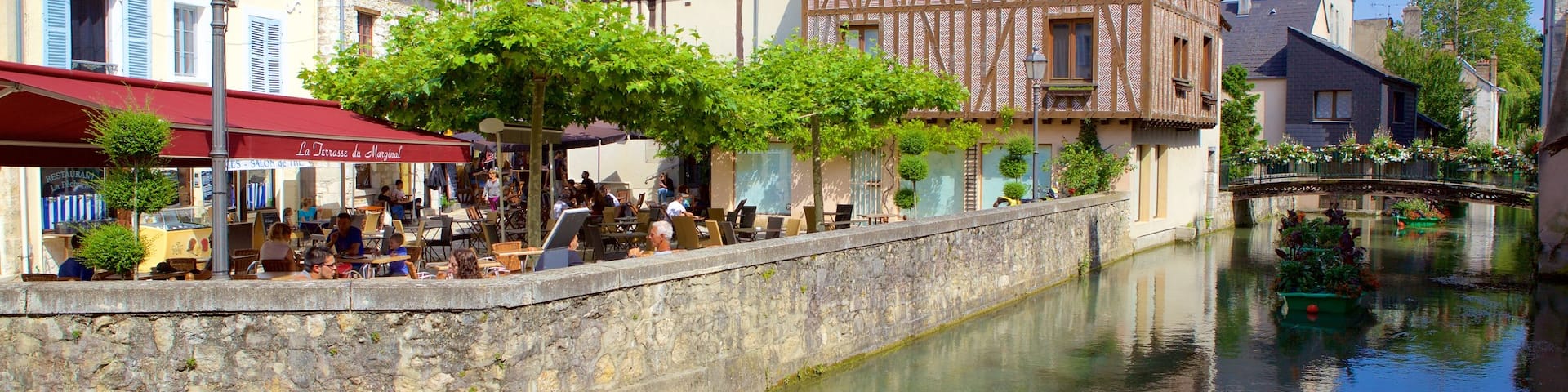 Montargis showing a bridge, a river or creek and outdoor eating