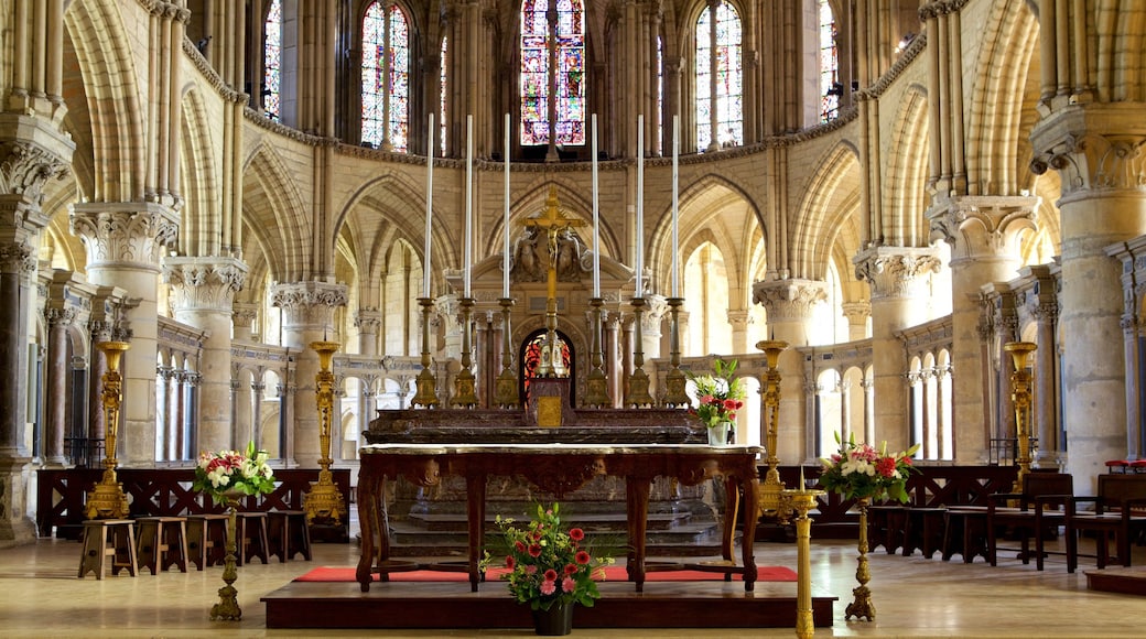 St. Remi Basilica which includes heritage architecture, interior views and a church or cathedral