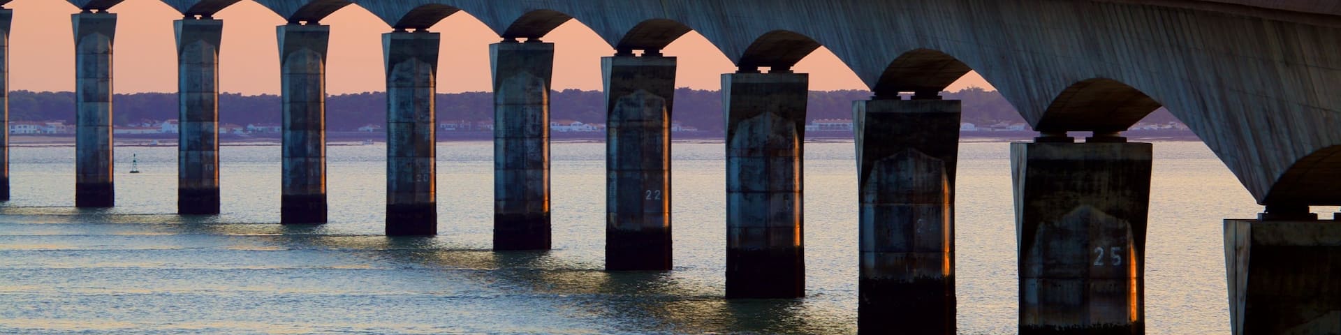 Ile de Re Bridge showing a sunset and a bridge