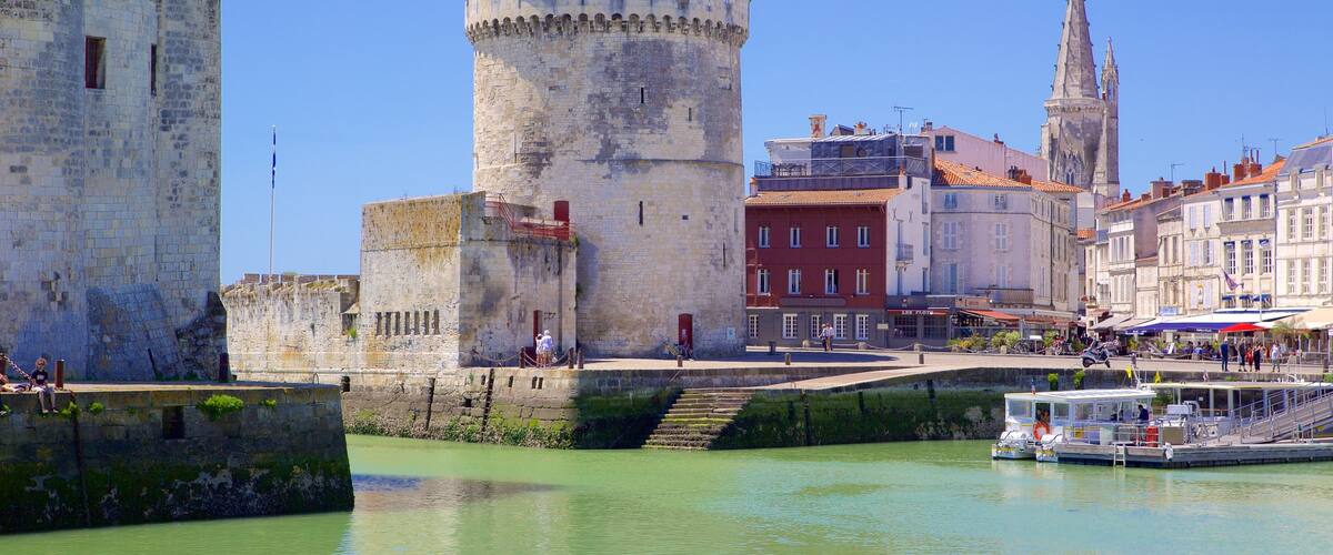 La Rochelle which includes a coastal town and heritage elements