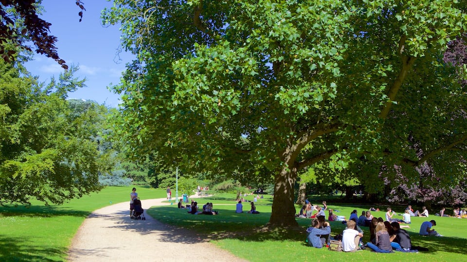 Parc du Thabor qui includes parc aussi bien que petit groupe de personnes