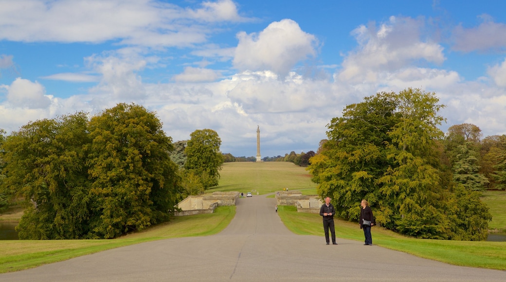 Blenheim Palace showing a park as well as a couple