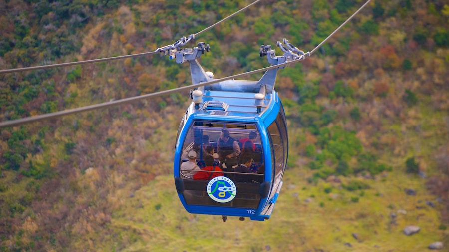 Hakone featuring a gondola as well as a large group of people
