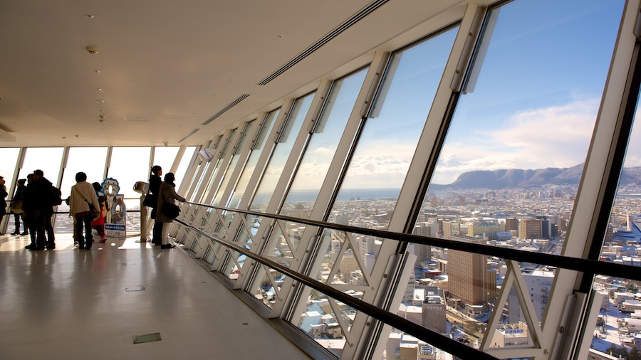 Goryokaku Tower which includes views as well as a large group of people