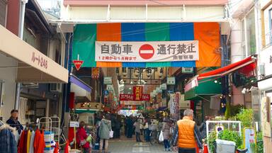 Satsumasendai showing shopping as well as a large group of people