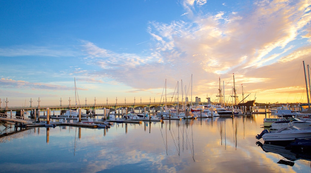 Bridge of Lions featuring a marina, a sunset and sailing