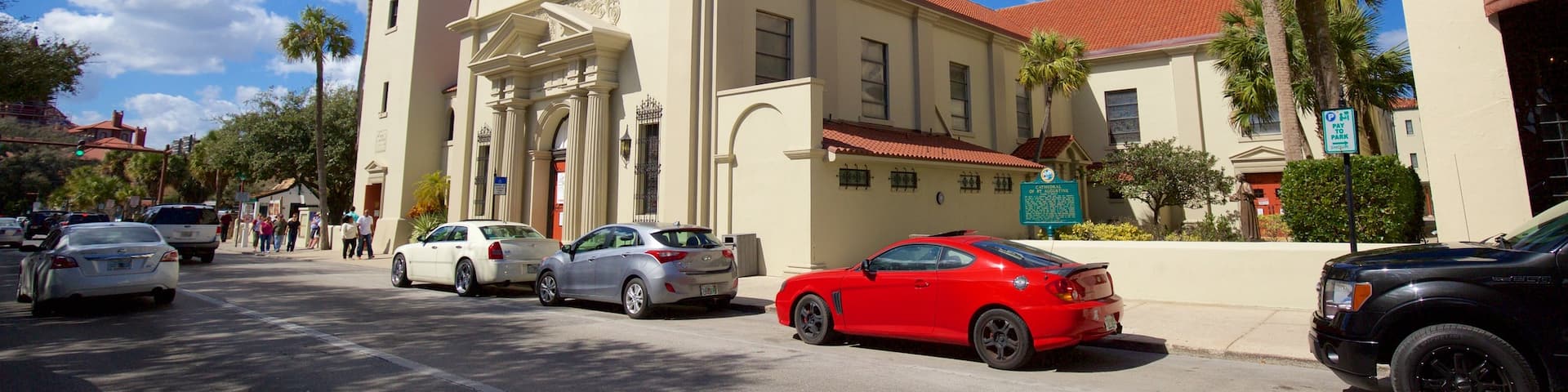 Cathedral Basilica of St. Augustine featuring heritage elements and a church or cathedral