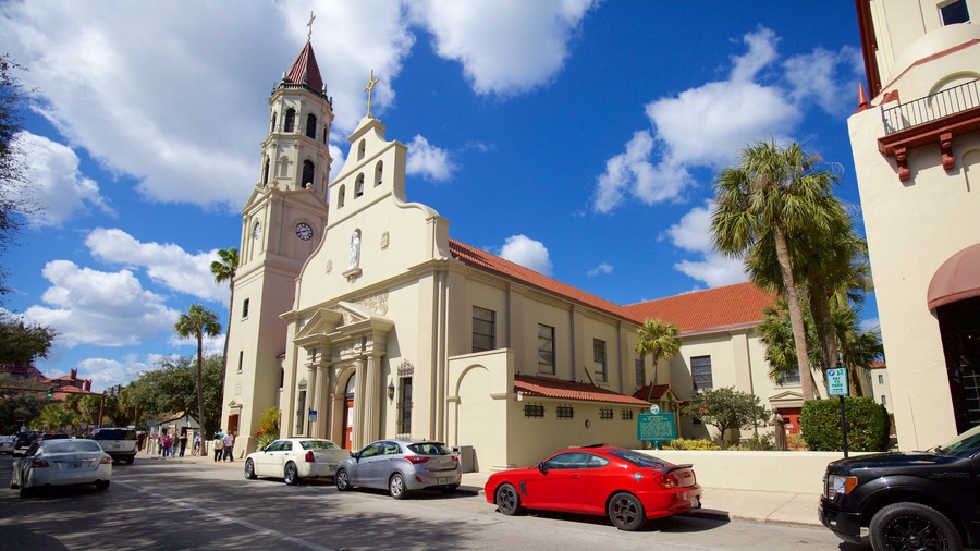 Cathedral Basilica of St. Augustine featuring heritage elements and a church or cathedral