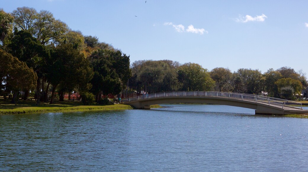 Mission of Nombre de Dios which includes a bridge and general coastal views