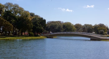 Mission of Nombre de Dios showing a bridge and general coastal views