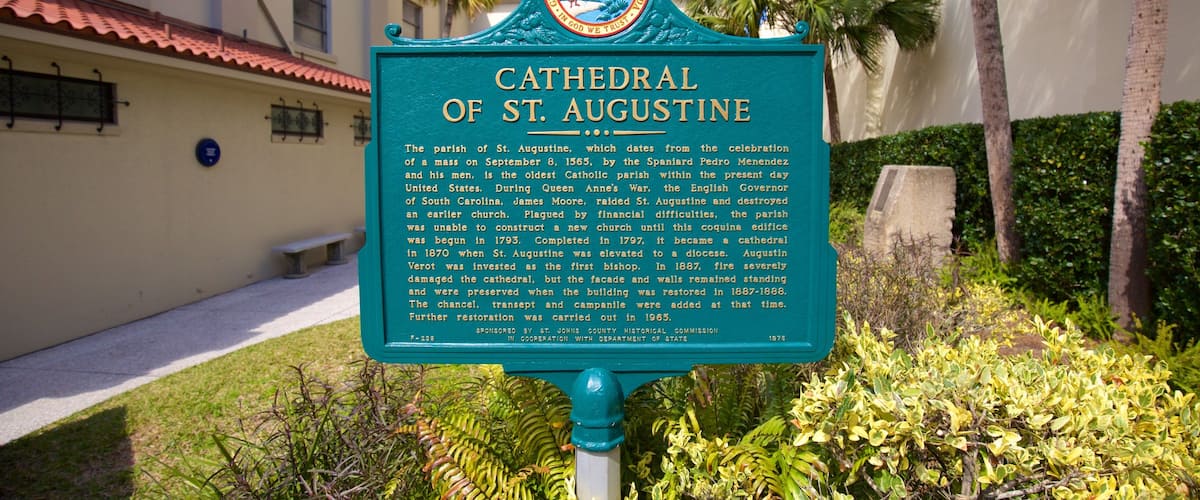 Cathedral Basilica of St. Augustine featuring signage