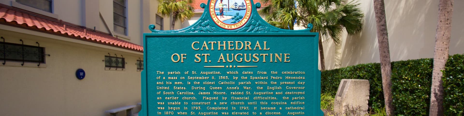 Cathedral Basilica of St. Augustine featuring signage