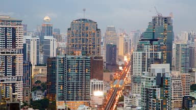 Sukhumvit which includes city views and night scenes