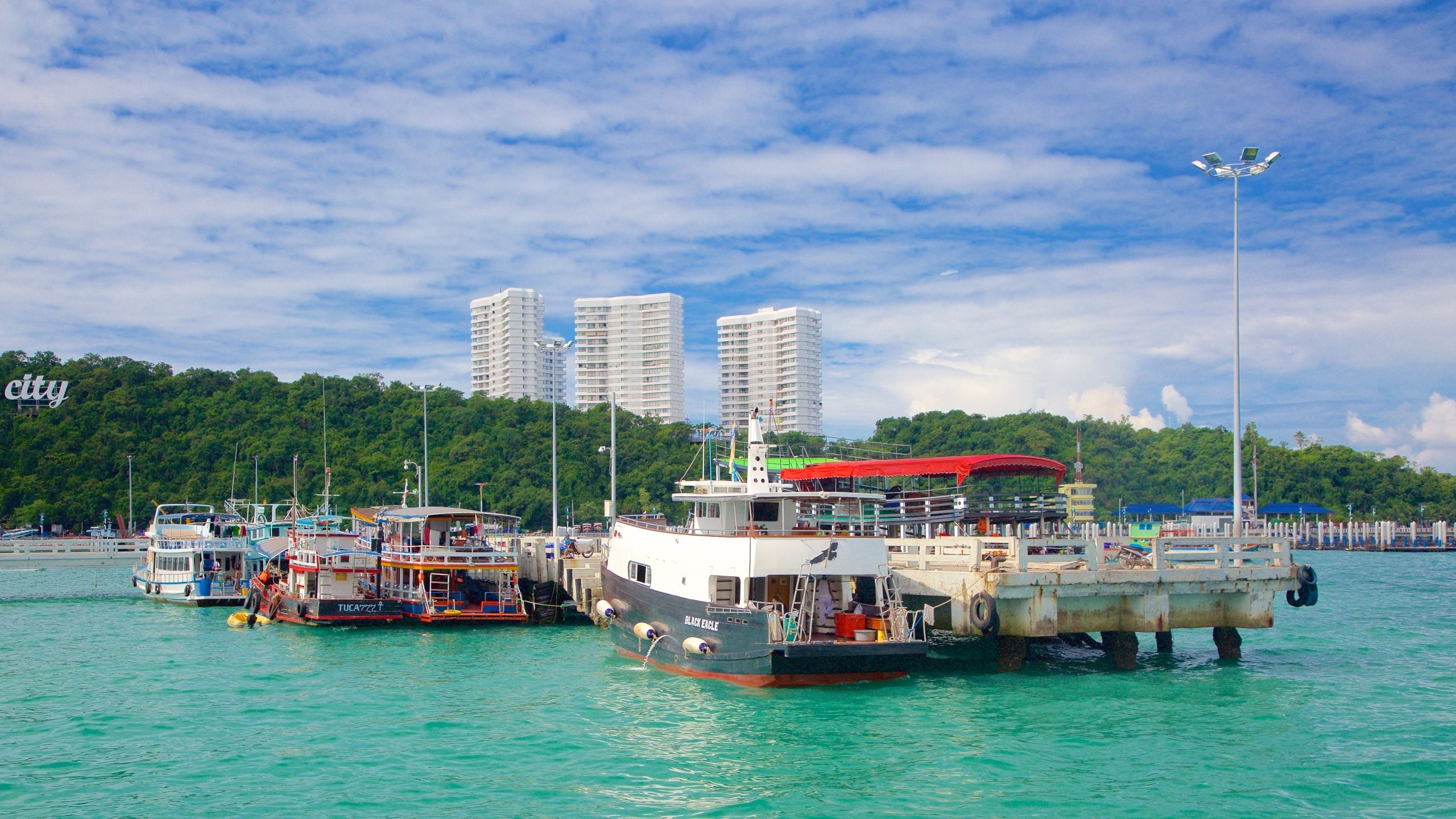Pattaya ofreciendo paseos en lancha, una marina y vistas generales de la costa