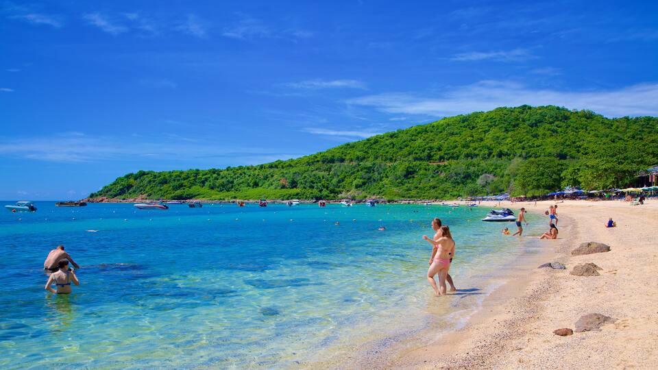 Praia Nual caracterizando uma praia assim como um grande grupo de pessoas