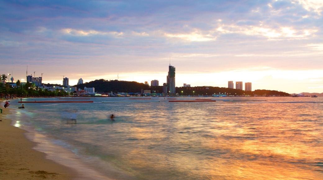 Pattaya Beach which includes a sandy beach and a sunset