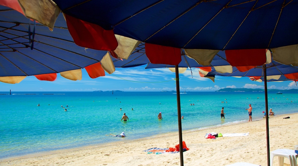 หาดแสม เนื้อเรื่องที่ ว่ายน้ำ, ชายฝั่งทะเล และ หาดทราย